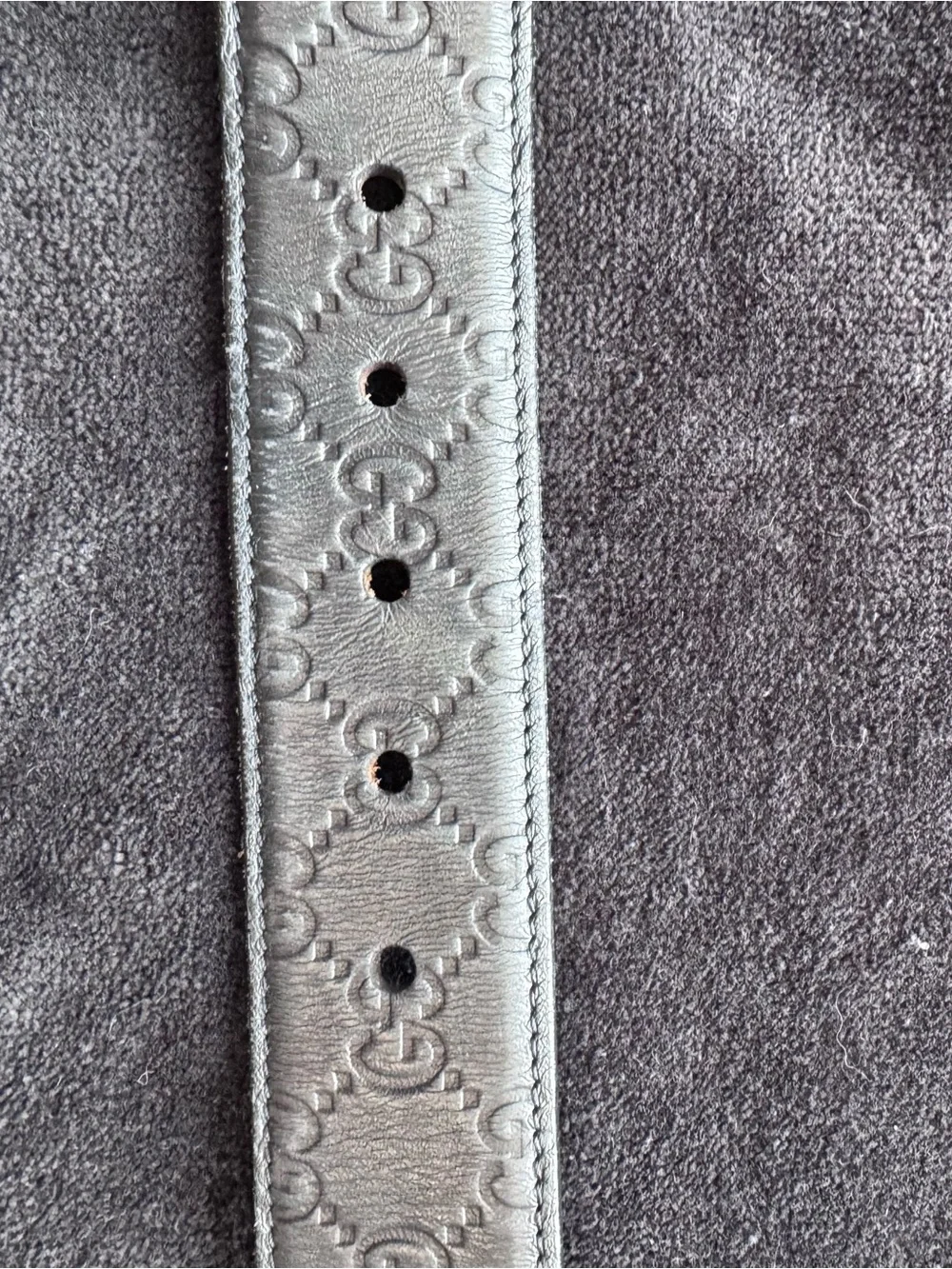 Gucci Black Embossed GG Leather Belt with Silver-Tone Buckle